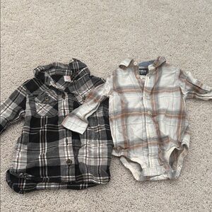 Plaid Baby Onesie and Shirt Set